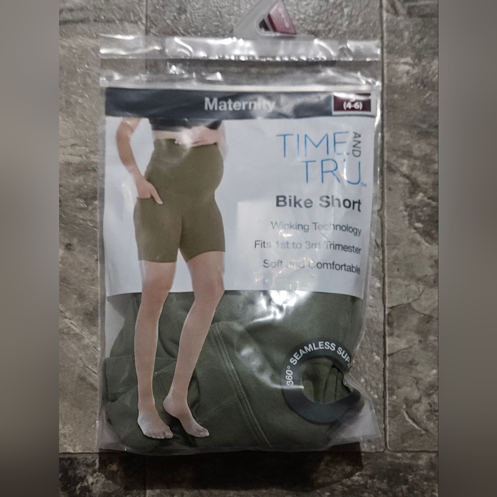 Time and Tru Olive Green Maternity Bike Shorts- Size Small NWT - Picture 7 of 9